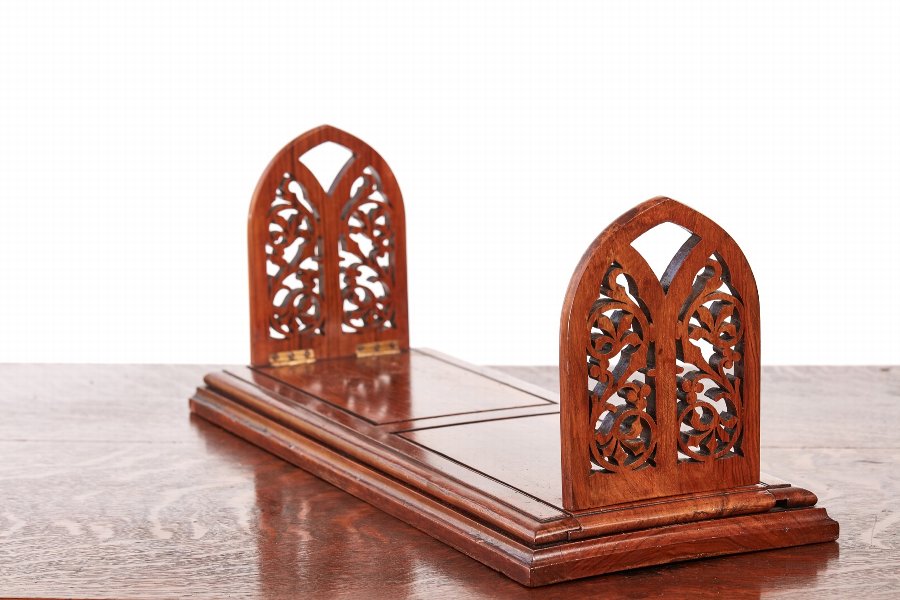 Outstanding Quality Large Solid Walnut Victorian Sliding Bookends 