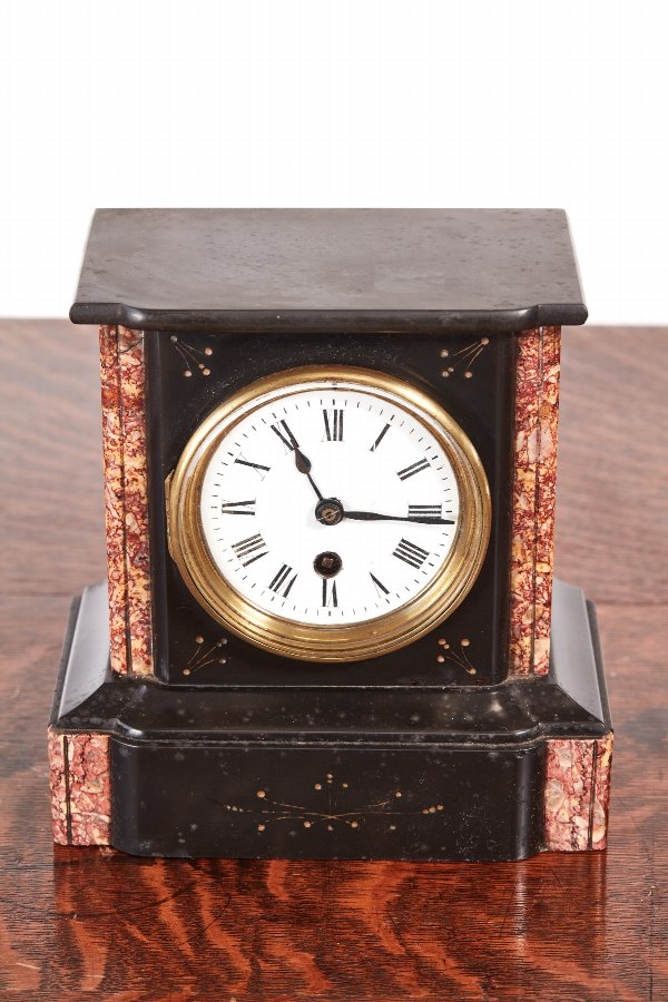 Unusual Small Victorian Marble Desk Clock