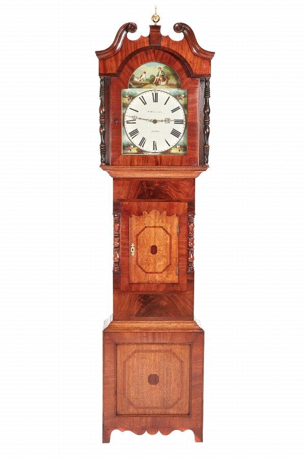 Antique Mahogany & Oak Grandfather Clock by WM Hargravers