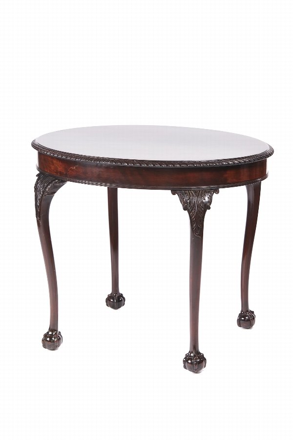 Antique Oval Carved Mahogany Centre Table c.1880