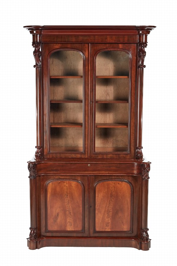 Fantastic Quality Victorian Carved Mahogany Bookcase