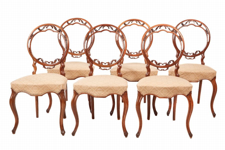 Fine Quality Set of Six Victorian Walnut Dining Chairs