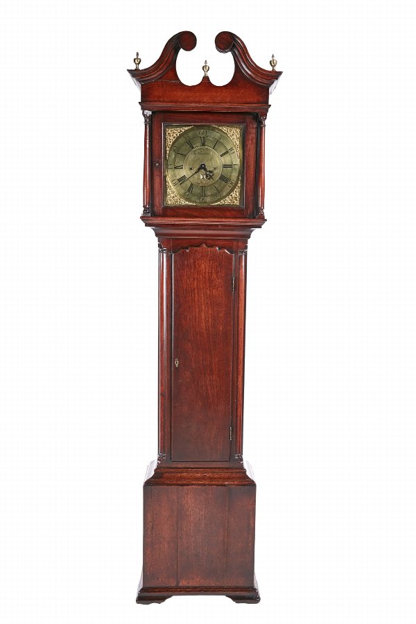 George II Brass Face Red Walnut Longcase Clock