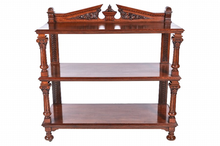 Quality Antique Carved Oak Dumbwaiter