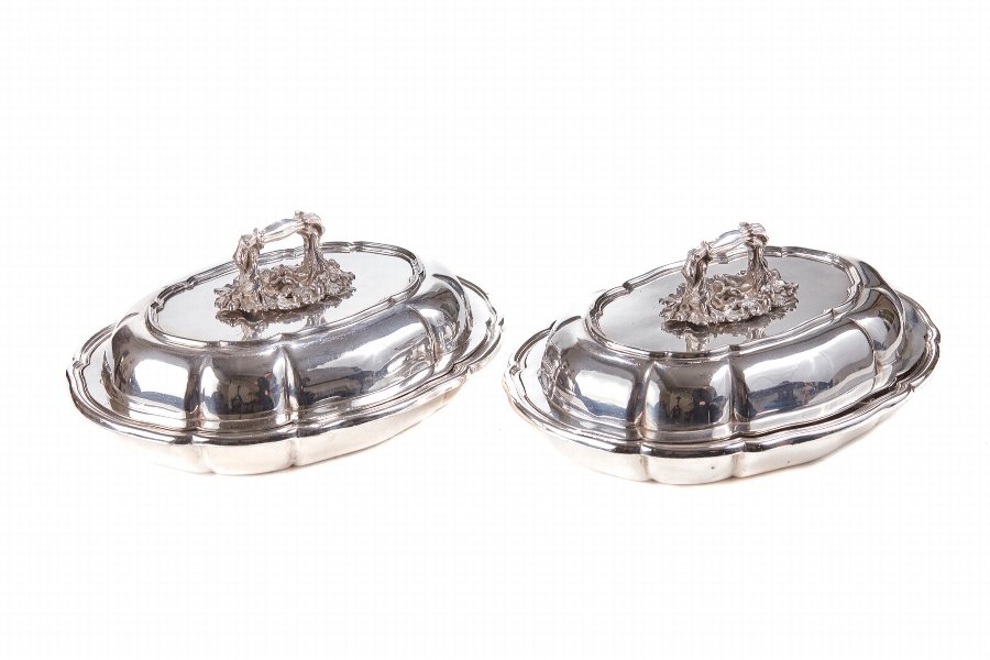 Fine Pair of Antique Silver Plated Serving Dishes