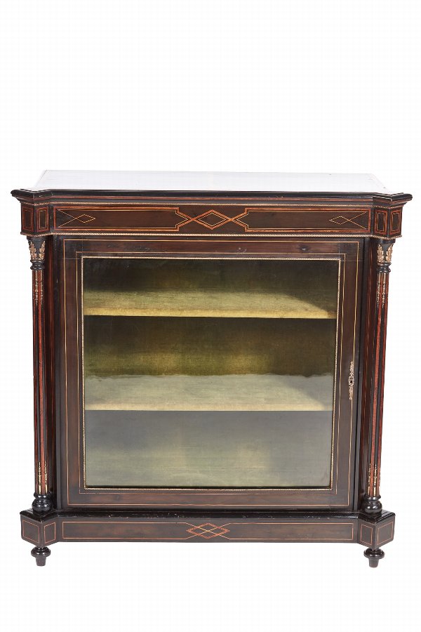 Victorian Ebonised And Inlaid Display Cabinet