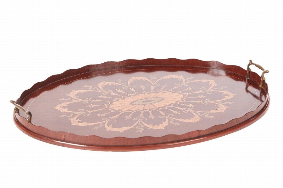 Outstanding Quality Edwardian Inlaid Mahogany Tray