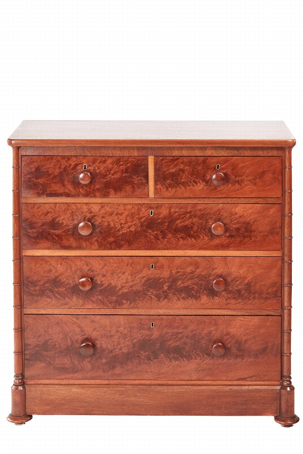 Unusual Victorian Walnut Chest Of Drawers