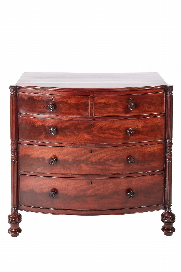Quality Regency Mahogany Bow Front Chest Of Drawers