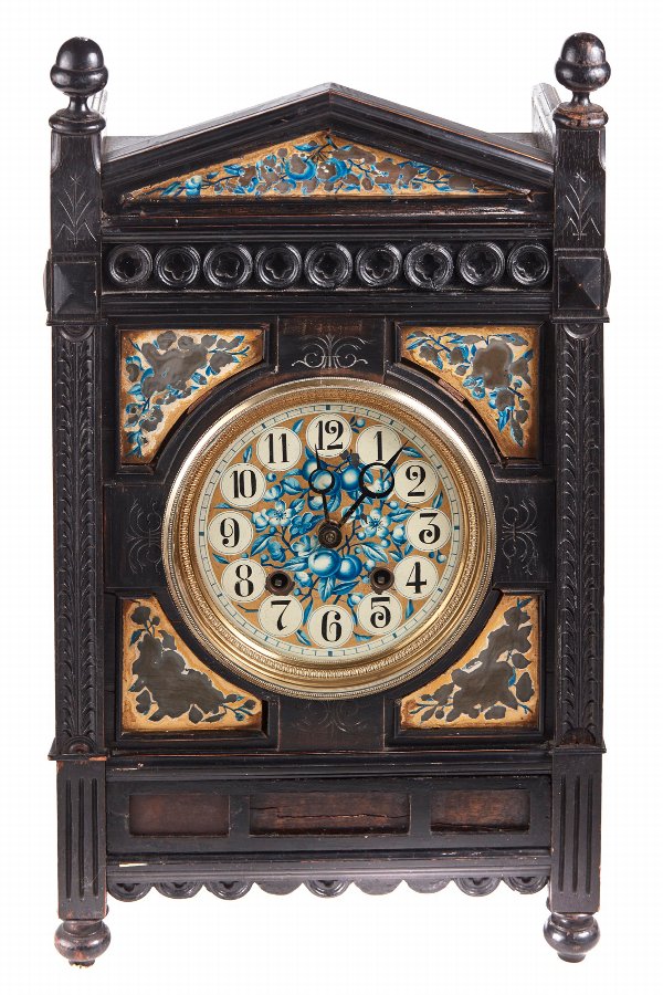 Late 19th Century Ebonised Aesthetic Movement Mantel Clock