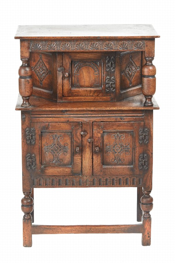 Small carved Oak Count Cupboard