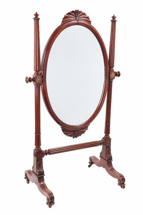 Fantastic Antique Mahogany American Philadelphia Empire Cheval Mirror