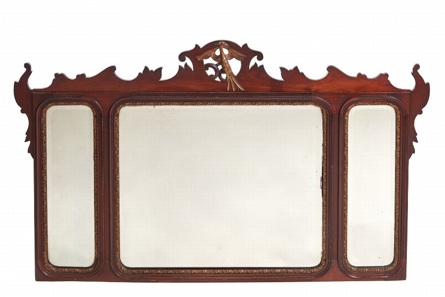 Large Georgian Style Mahogany Fretted Wall Mirror