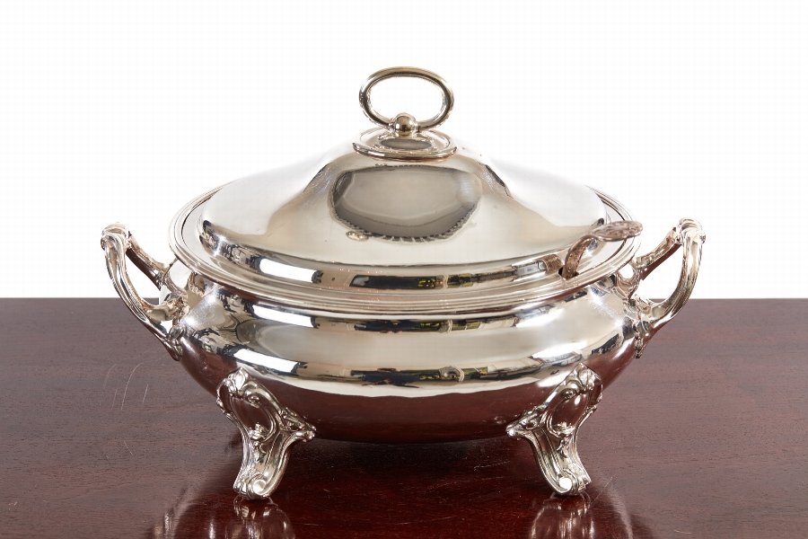 Large Antique Silver Plated Soup Tureen