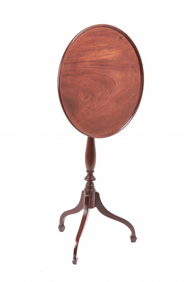 Fine George III Mahogany Circular Dish Top Tripod Wine/Lamp Table
