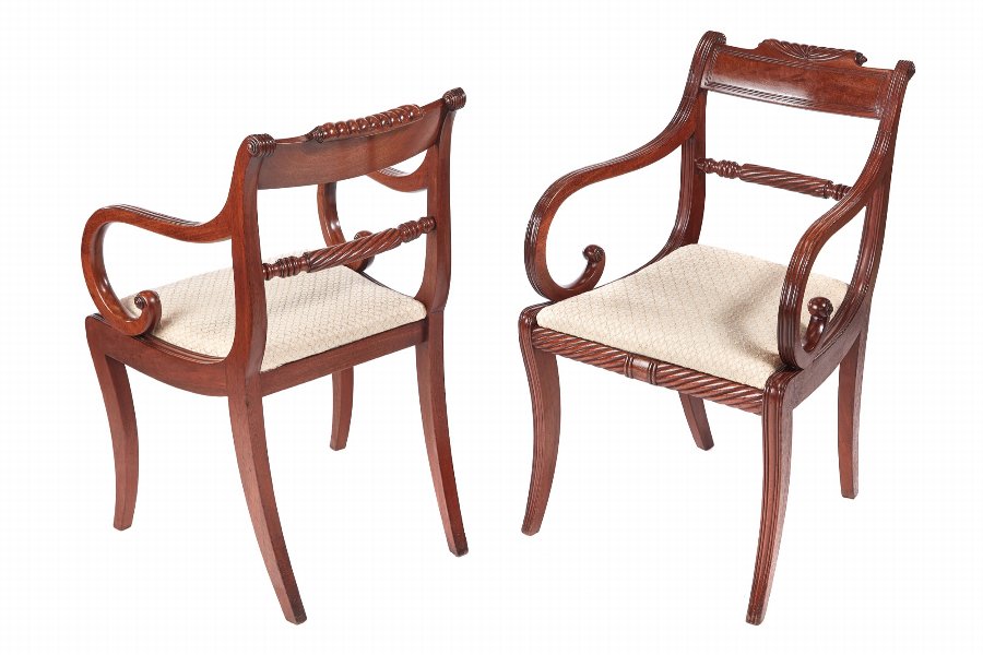 Outstanding Quality Pair Of Regency Mahogany Desk Chairs