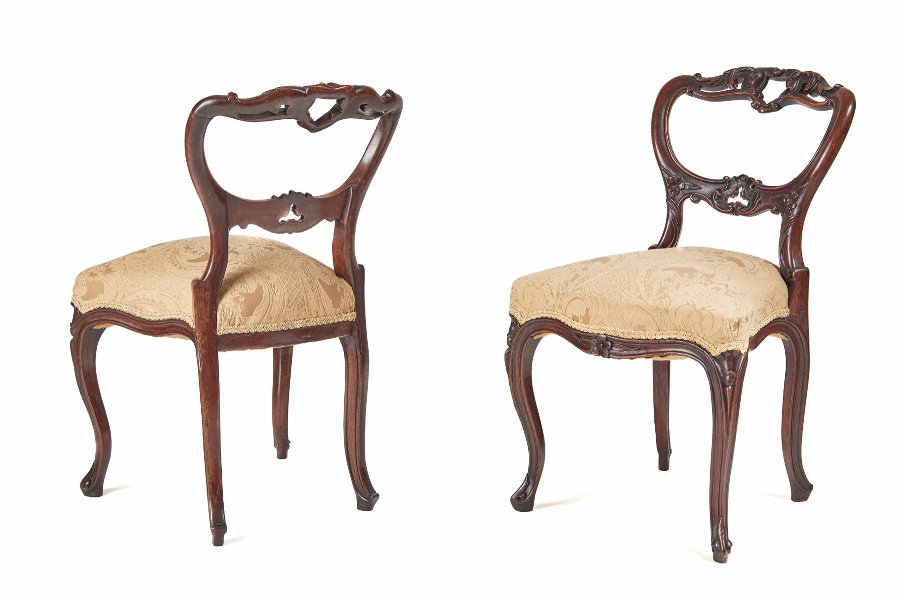 Fine Pair Of French Victorian Rosewood Side Chairs