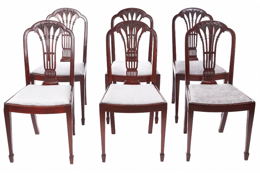 Quality Set Of Six Antique Mahogany Dining Chairs