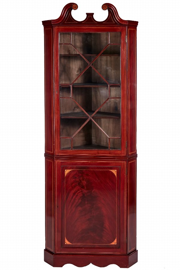 Quality Antique Mahogany Inlaid Corner Cabinet