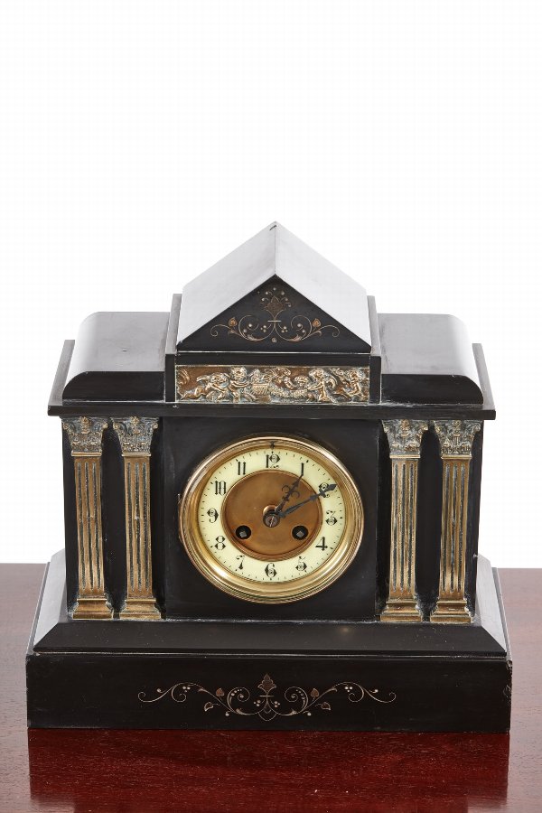 Victorian Black Marble Mantel Clock