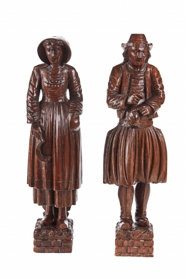 Pair of 19th Century Continental Carved Oak Figures