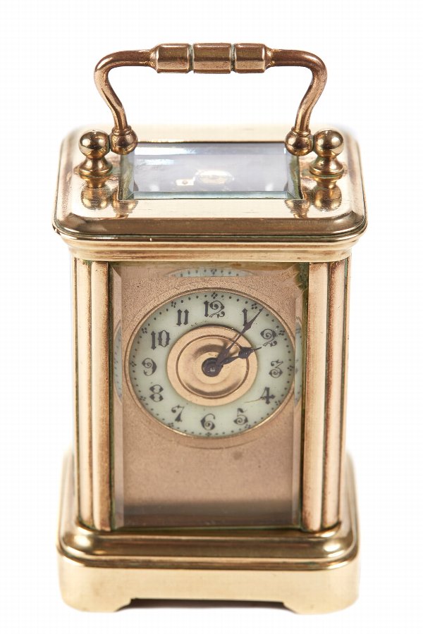 Miniature Lacquered Brass Cased Carriage Clock