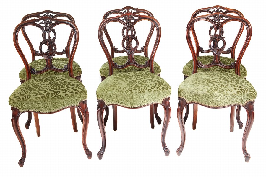 Fine Quality Set Of Six Antique Victorian Walnut Dining Chairs  
