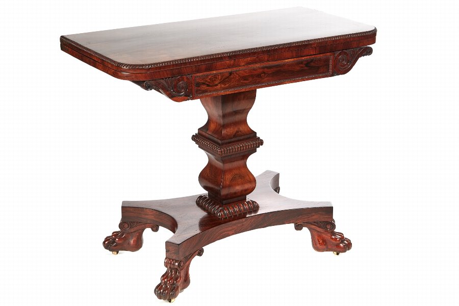 Fine William IV Rosewood Card Table  
