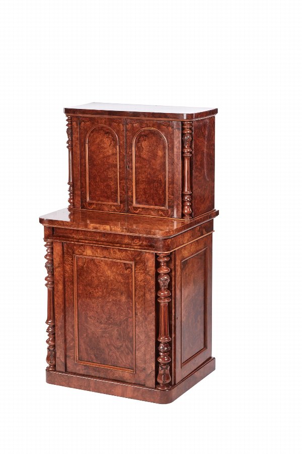 Unusual Antique Victorian Burr Walnut Freestanding Desk