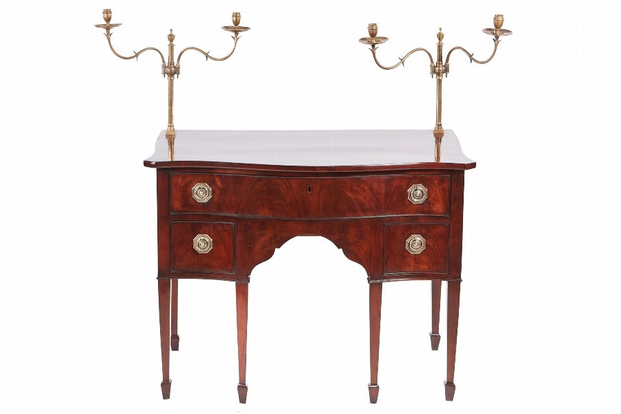 Unusual George III Mahogany Serpentine Fronted Dressing Table