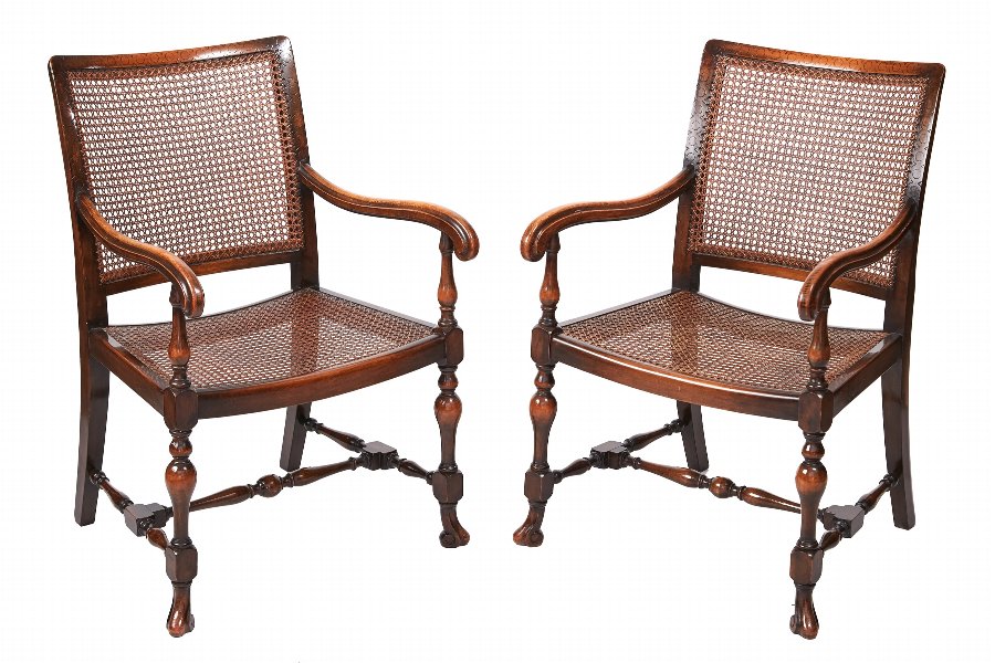Pair Of William And Mary Style Bergere Arm Chairs