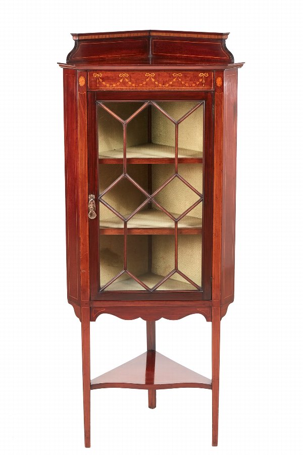 Quality Edwardian Mahogany Inlaid Corner Cabinet