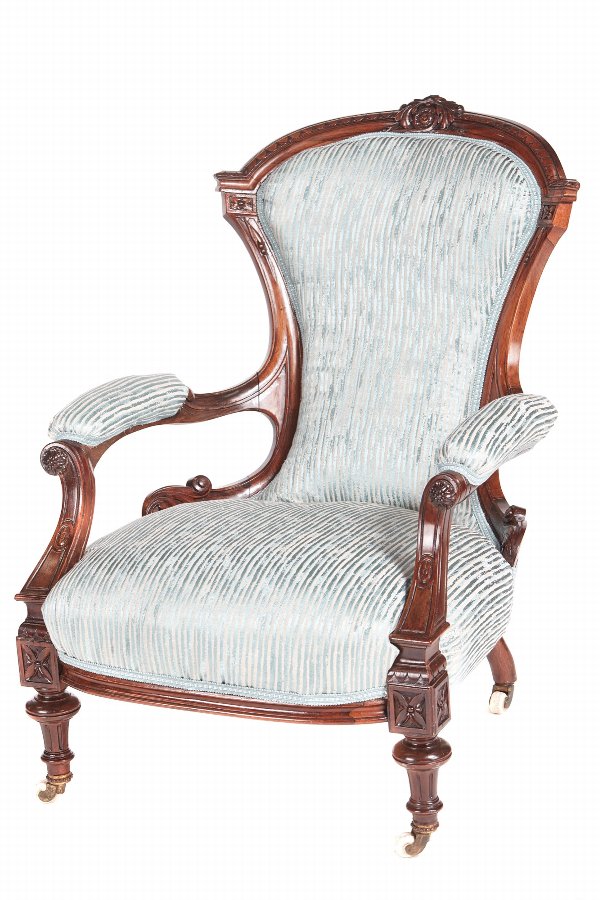 Quality Victorian Carved Rosewood Armchair