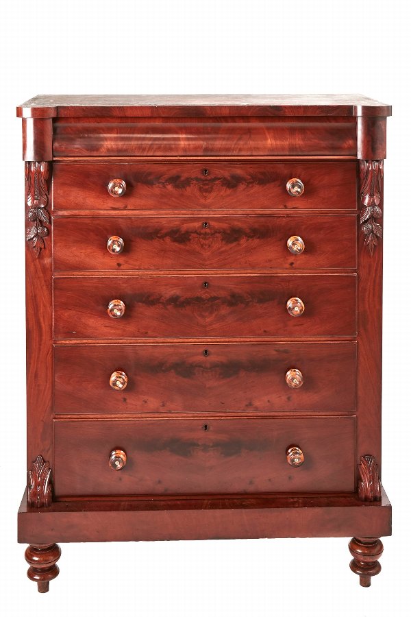 Quality Tall Victorian Mahogany Chest Of Drawers