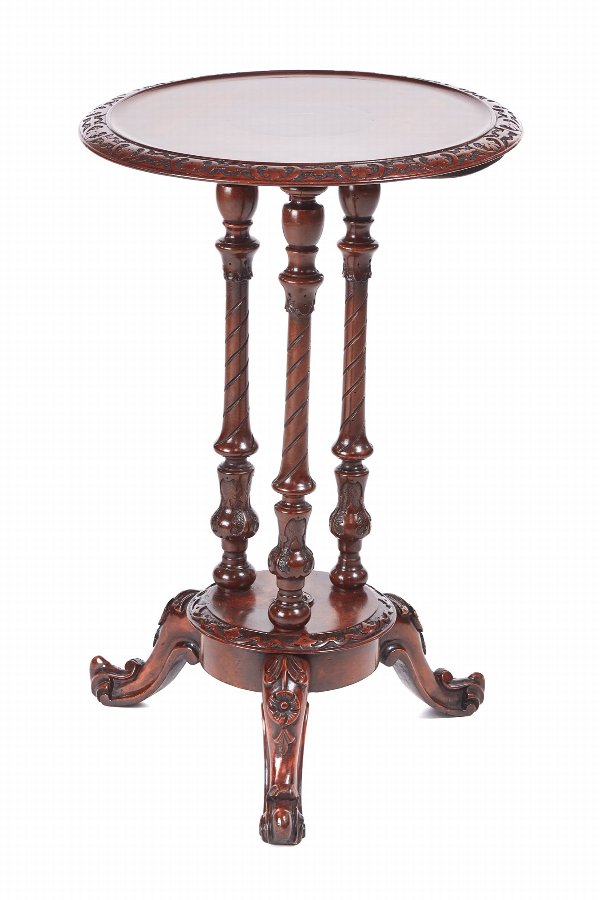 Victorian Carved Walnut Lamp Table