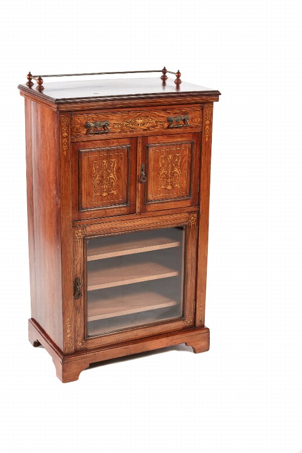 Good Quality Rosewood Inlaid Music Cabinet C.1890