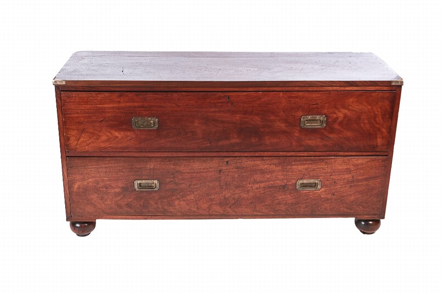 Large Quality Victorian Mahogany Military Chest