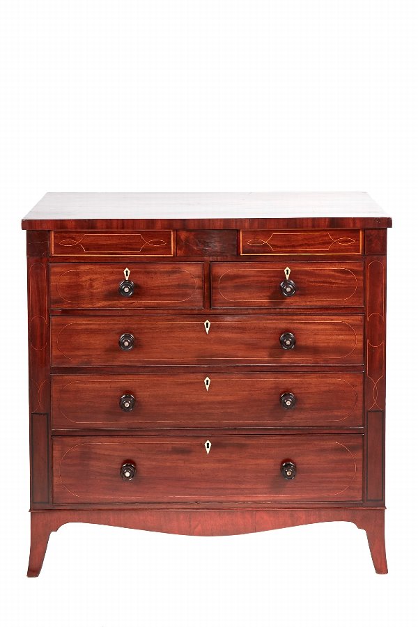 Quality Regency Mahogany Inlaid Chest Of Drawers