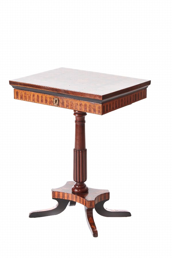Antique Walnut Marquetry Inlaid Lamp Table