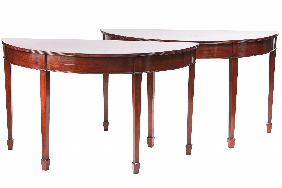 Pair Of Edwardian Mahogany Demi-Lune Console Tables