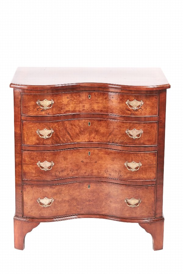 Quality Burr Walnut Serpentine shaped  Chest Of Drawers
