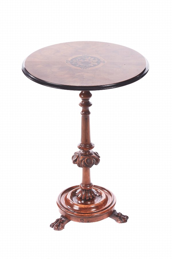 Quality Antique Victorian Marquetry Burr Walnut Lamp Table 