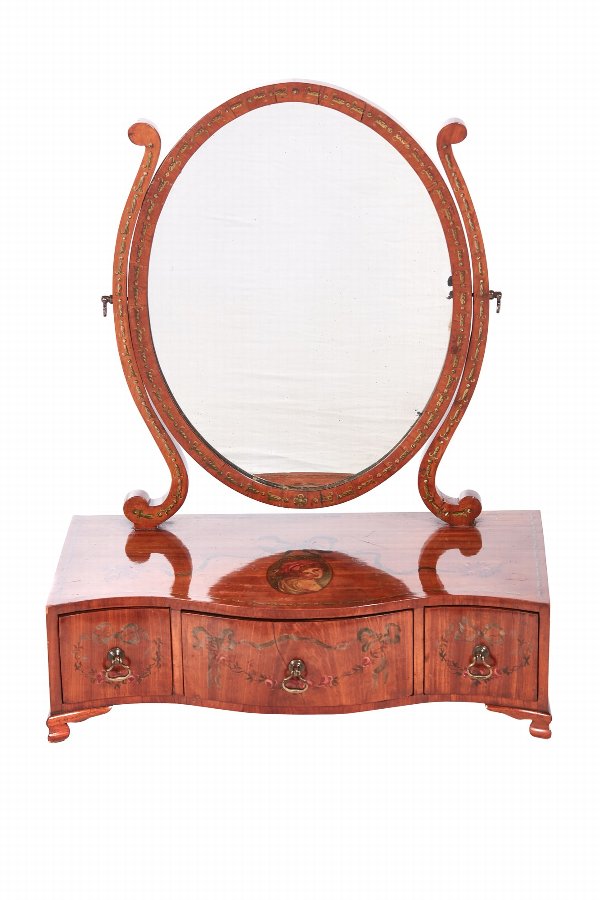 Antique Painted Satinwood Box Mirror