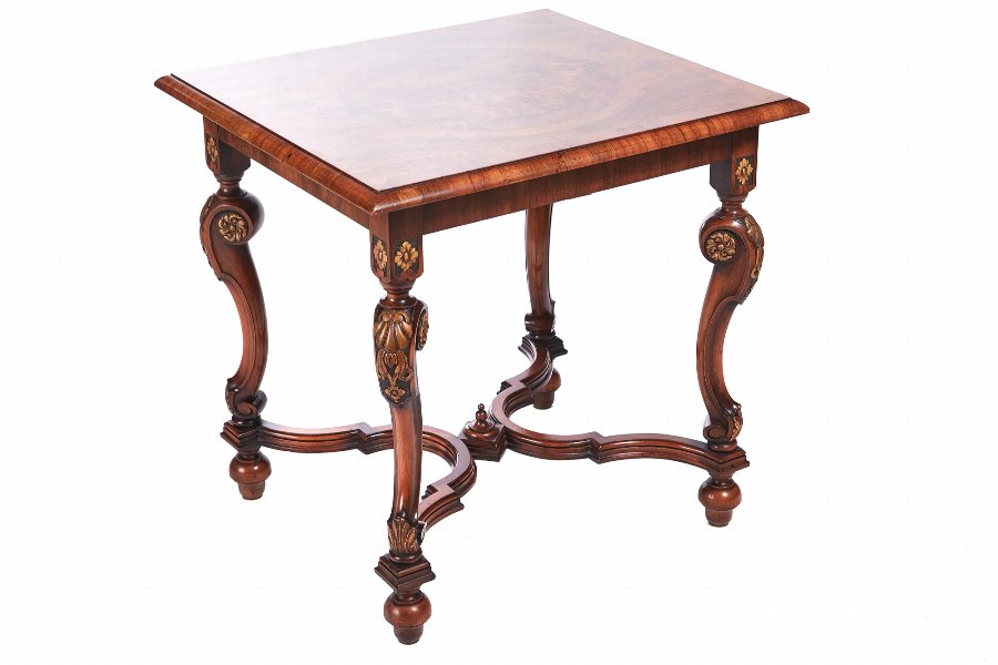 Outstanding Quality Burr Walnut Antique Carved Center Table