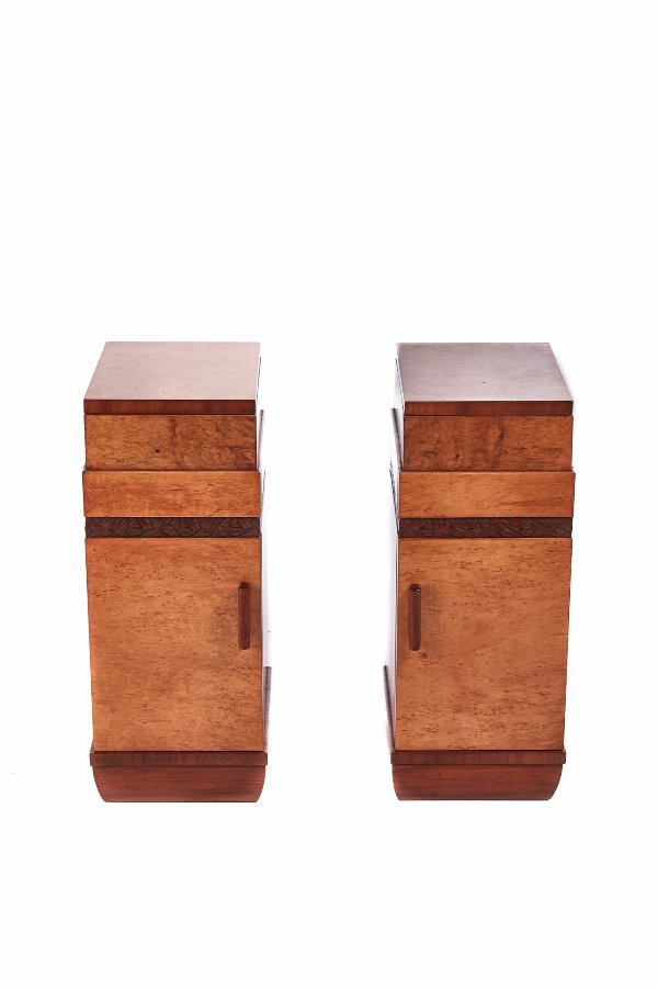 Quality Pair Of Art Deco Birdseye Maple Bedside Cabinets