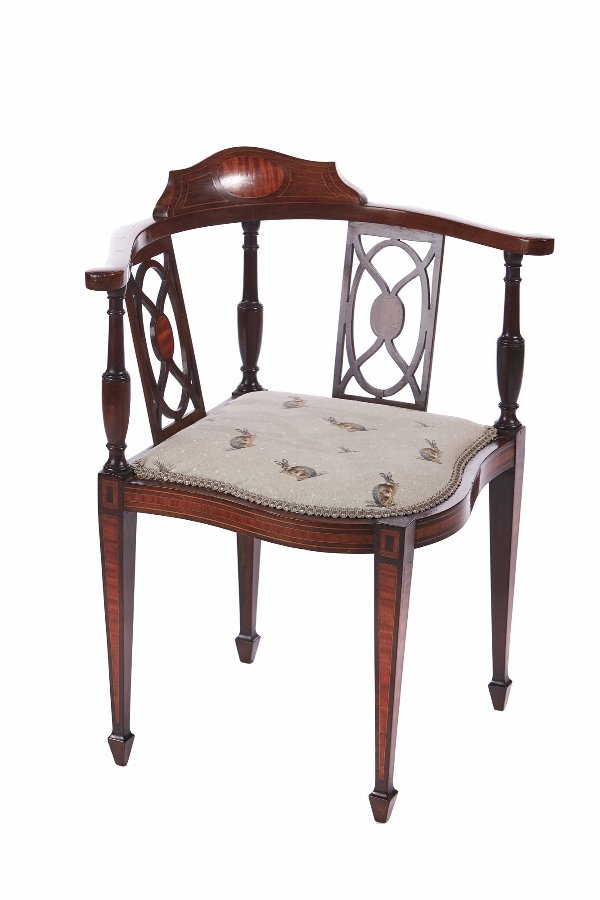 Quality Antique Edwardian Inlaid Corner Chair