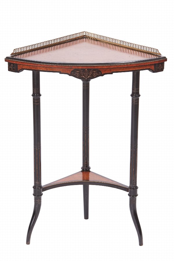 Quality Antique Amboyna And Ebonised Corner Table