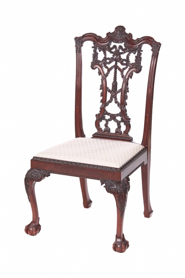 Outstanding Antique Carved Mahogany Desk Chair