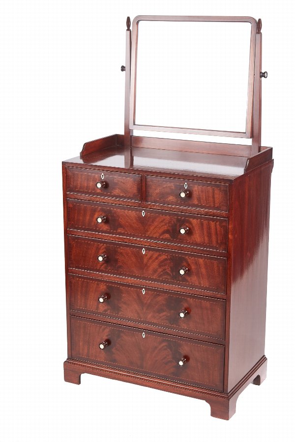 Outstanding Quality Antique Mahogany Inlaid Chest Of Drawers