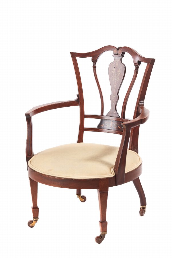 Antique Inlaid Mahogany Armchair
